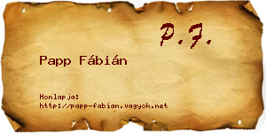 Papp Fábián névjegykártya